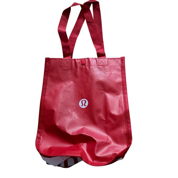 Lululemon Reusable Shopping Tote Bag Small 12" x 9" Red White New Retail Bag NEW - Picture 1 of 8